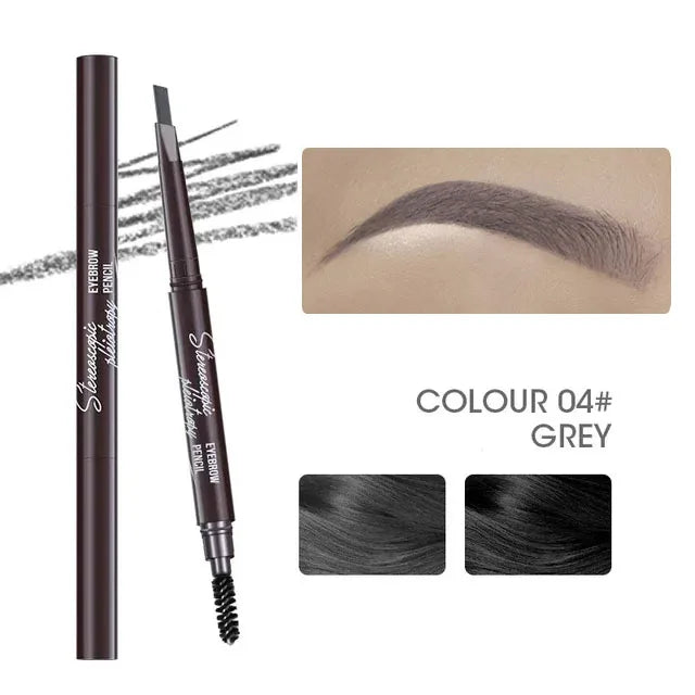 Natural Brown Waterproof Eyebrow Pencil Ultra-Fine Triangle Precise Brows Cream with Brush Lasting No Blooming Rotatable Makeup