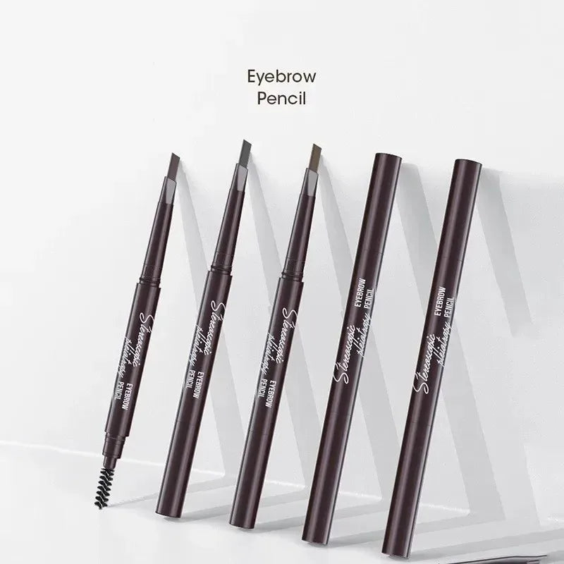 Natural Brown Waterproof Eyebrow Pencil Ultra-Fine Triangle Precise Brows Cream with Brush Lasting No Blooming Rotatable Makeup