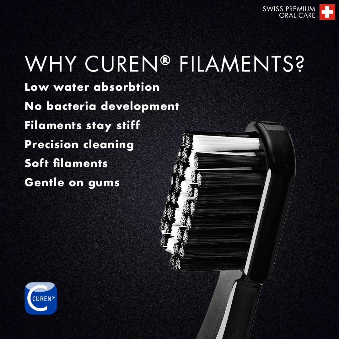 Toothbrush Duo – for Adults | Stylish Black Toothbrushes with Ultra-Soft Filaments | Whitening-Friendly | Black | 2-Pack