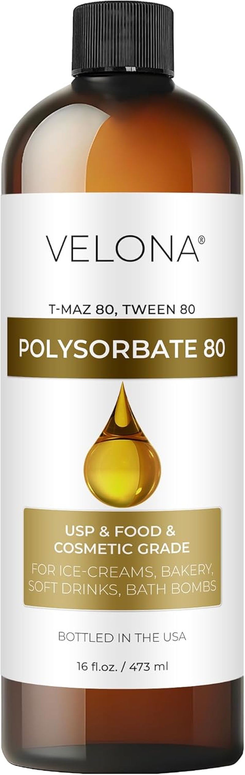 Polysorbate 80 by  - 16 Fl Oz | Solubilizer, Food & Cosmetic Grade | All Natural for Cooking, Skin Care and Bath Bombs, Sprays, Foam Maker | Use Today - Enjoy Results