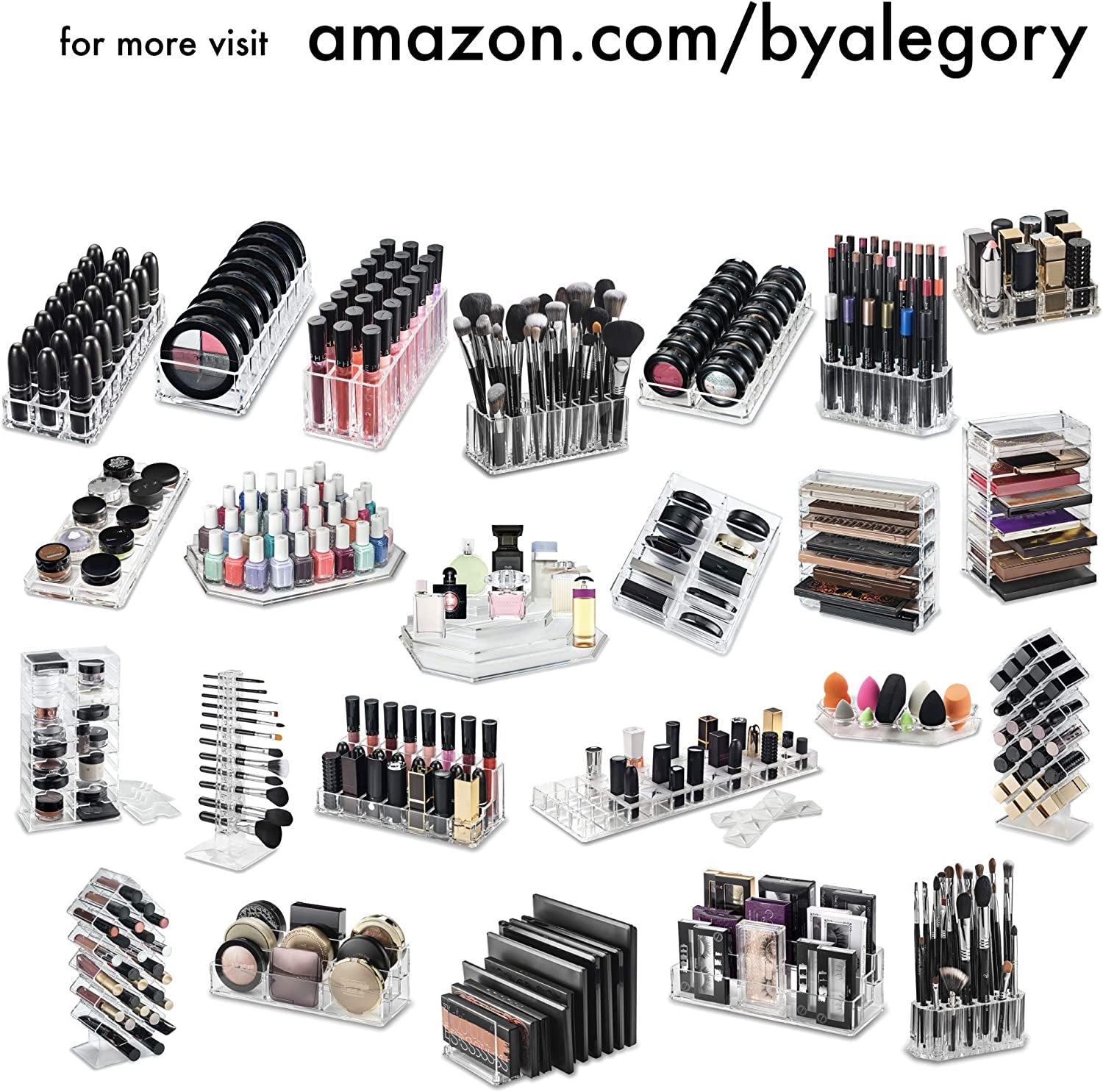 Acrylic Eyeliner Organizer & Lip Liner Organizer 26 Space Storage 20 Standard 6 Jumbo Cosmetic Pencil Makeup Display Case Refillable Container