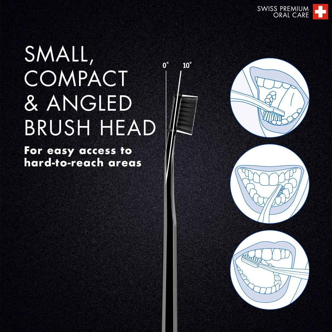 Toothbrush Duo – for Adults | Stylish Black Toothbrushes with Ultra-Soft Filaments | Whitening-Friendly | Black | 2-Pack