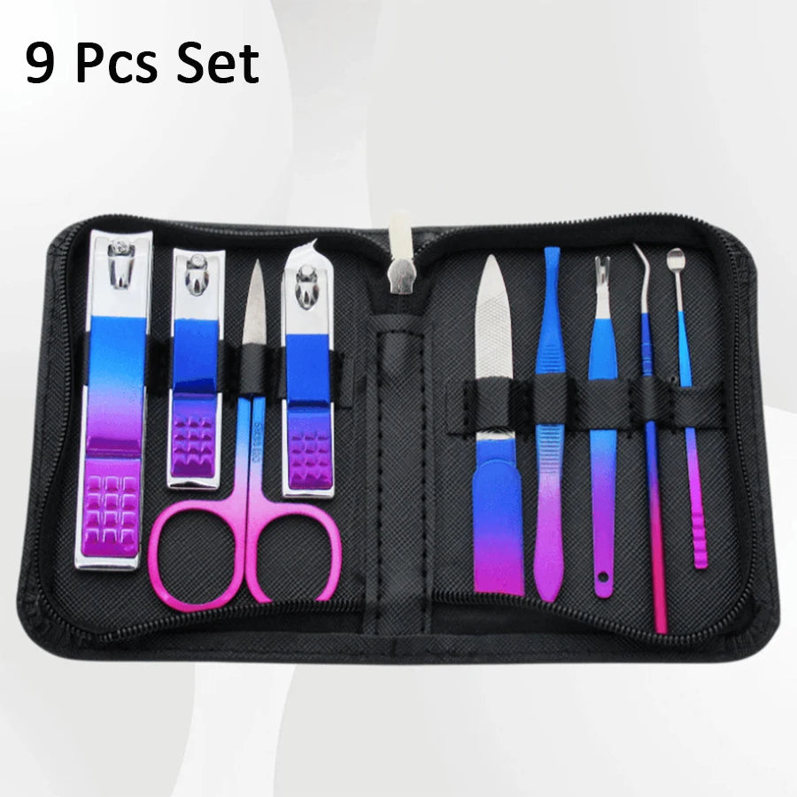 6-18Pcs Set Professional Stainless Steel Manicure & Pedicure Kit Precision Nail Care with Travel Case with Nail Clipper Scissor