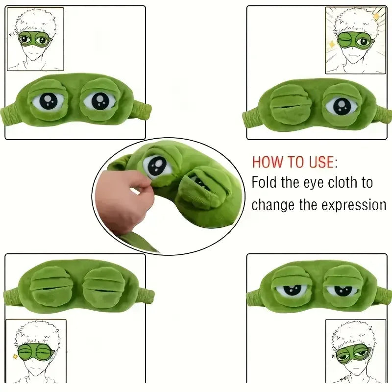 3D Sad Frog Sleep Mask Natural Sleeping Eyeshade Cover Shade Eye Patch Women Men Soft Portable Blindfold Travel Eyepatch
