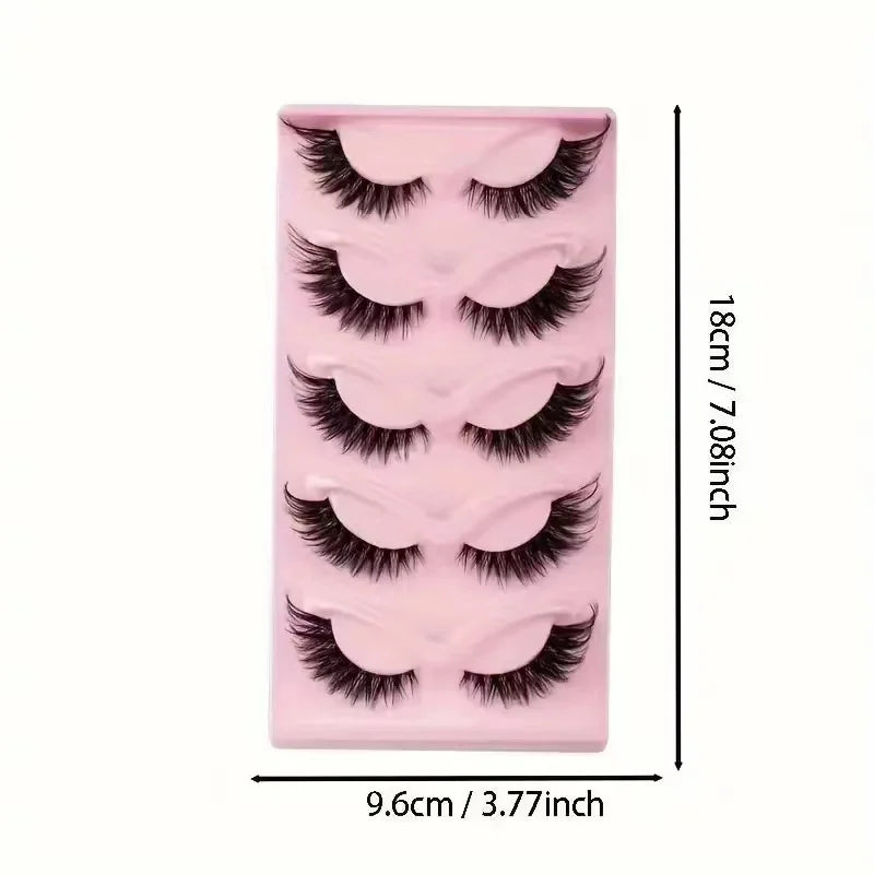 Hot Selling Makeup 5 Pairs Cat Eye Lashes Faux Eyelashes Eye Elongated False Eyelashes