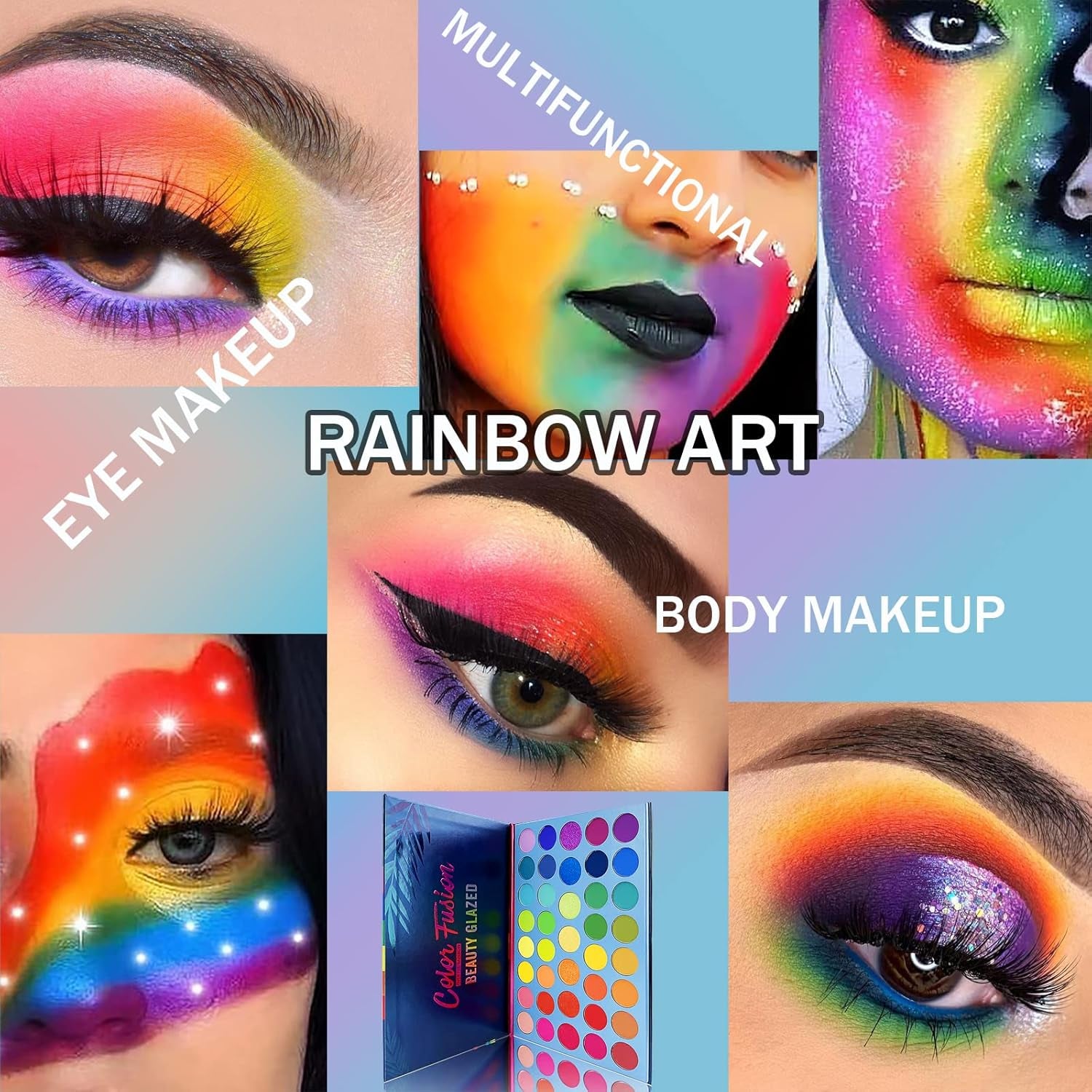 Color Fusion Eyeshadow Palette Highly Pigmented 39 Shades Pink Purple Matte and Shimmers Makeup Palette, Blendable Waterproof Eye Shadow, No Flaking, Little Fall Out, Stay Long, Hard Smudge, Cruelty- Free Makeup Pallet, Full Face Eye Make up for Beginners Any Skin Tones Shading and Contouring