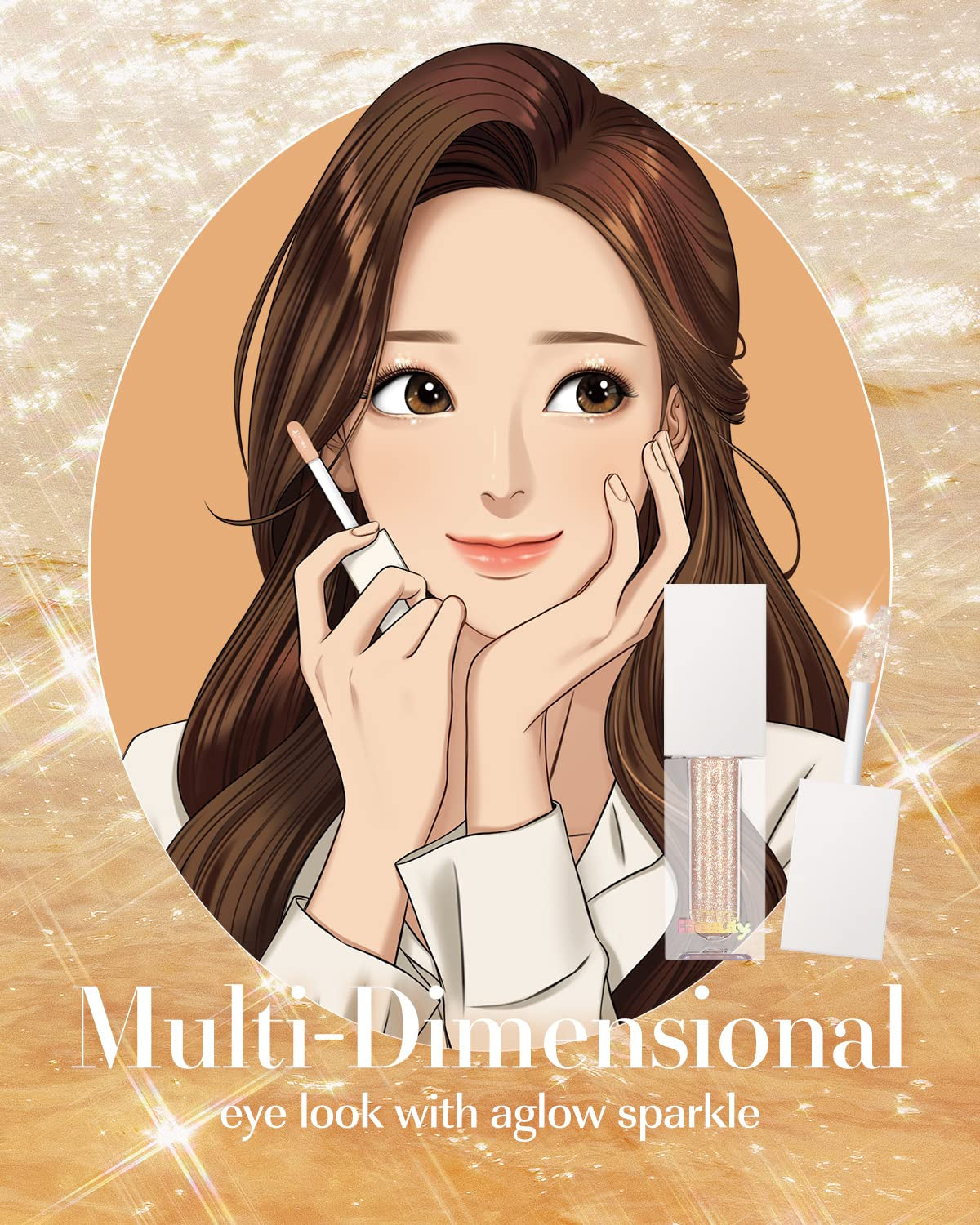 Webtoon True Beauty - 02 Some Sweet Glitter | Liquid Pink Gold Chunky Glitter Eyeshadow | Highlighter, K-Drama Korean Makeup, Highly Pigmented, Long Lasting Shimmer (Some Sweet)