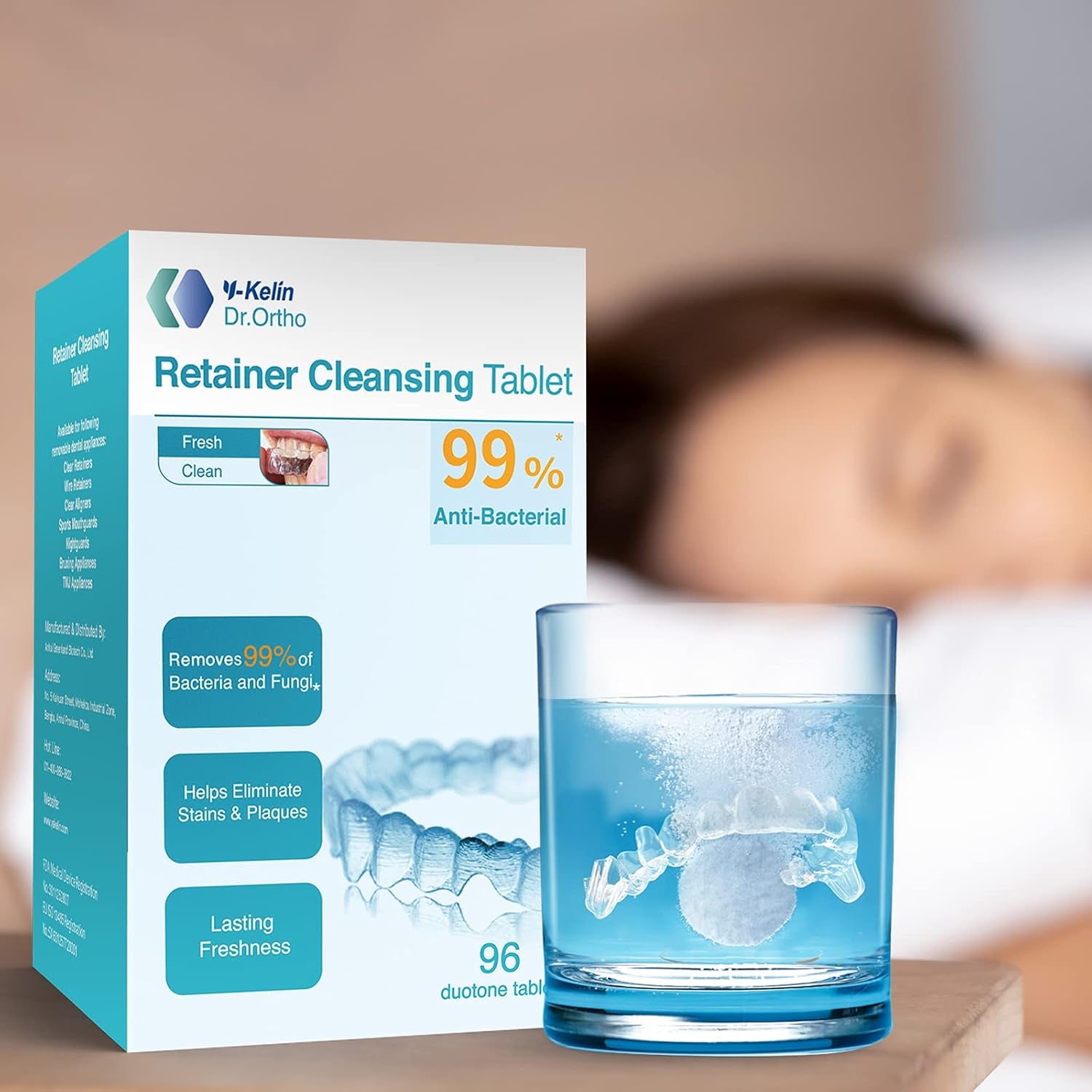 Retainer Cleaner Tablets Invisalign Cleaner Denture Cleaning Tablets,Remove Stains Away,3 Month Nature Supply - Use for Invisible Clear Aligner,Partials Full Dentures,Night Guard,Mouthguard by