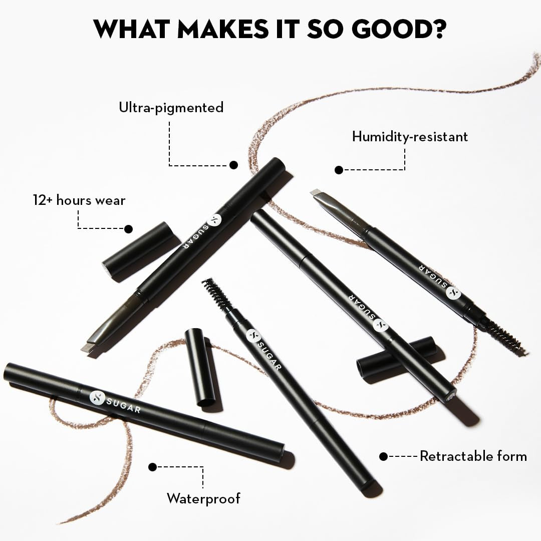 Arch Arrival Brow Definer | Brow Pencil with Spoolie | Lasts Upto 12Hrs | Pigmented Eyebrow Pencil | Long Lasting & Natural Finish | 3.5G - 01 Jerry Brown (Medium Brown)
