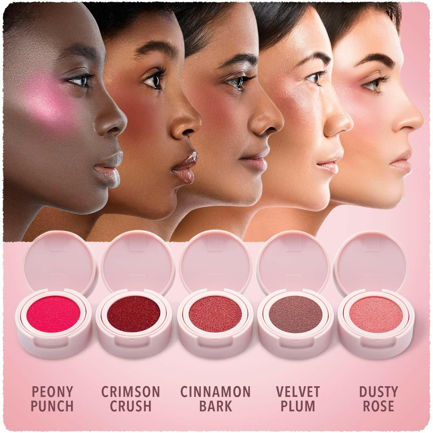 Fresh Impressions Hyper Pigmented Buildable Blendable Cushion Cream Blush Face Tint Cheek Stamp with Velvet Matte Finish & Flower Shaped Applicator, 0.17Oz/5G, Peony Punch