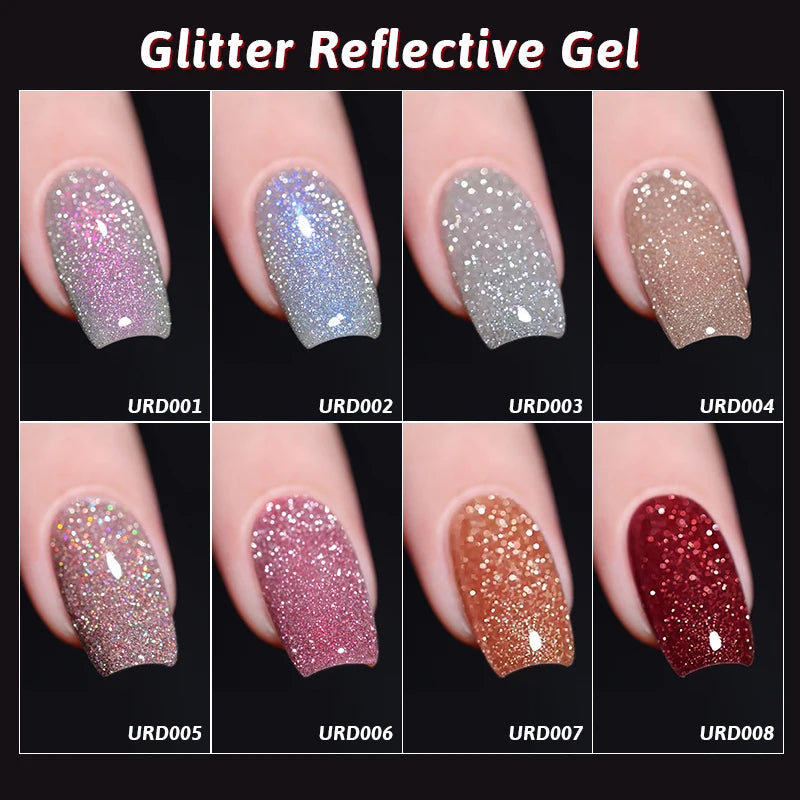 15Ml Sliver Reflective Nail Gel Polish Shining Glitter Semi Permanent Soak off UV Gel Sparkle Effect Nail Art Manicure