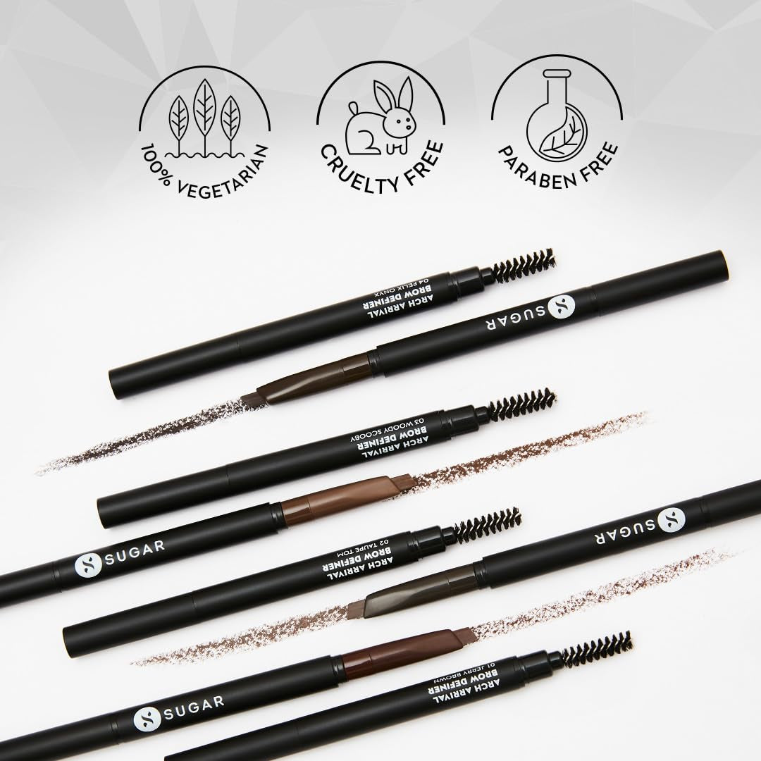 Arch Arrival Brow Definer | Brow Pencil with Spoolie | Lasts Upto 12Hrs | Pigmented Eyebrow Pencil | Long Lasting & Natural Finish | 3.5G - 01 Jerry Brown (Medium Brown)