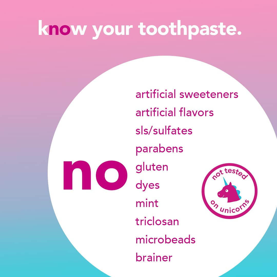 Kids Unicorn Sparkle Fluoride Toothpaste with Natural Bubble Gum Flavor, Vegan, SLS & Gluten Free, 4.2 Oz, 4 Count