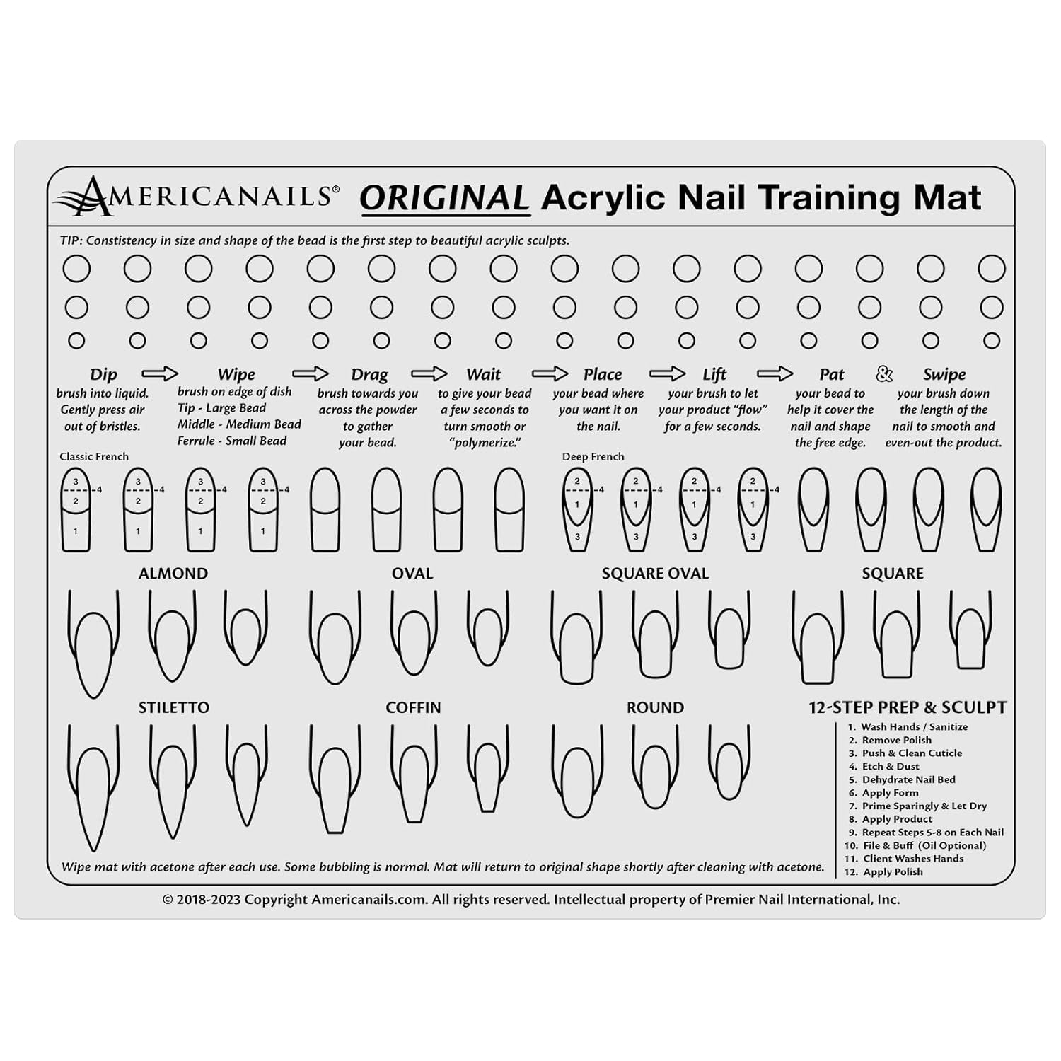 Acrylic Nail Training Mat - Silicone Trainer Sheet for Application Practice, Flexible Roll up Pad Template for Acrylic Fingernails, Learn How to Apply Acrylic Nails