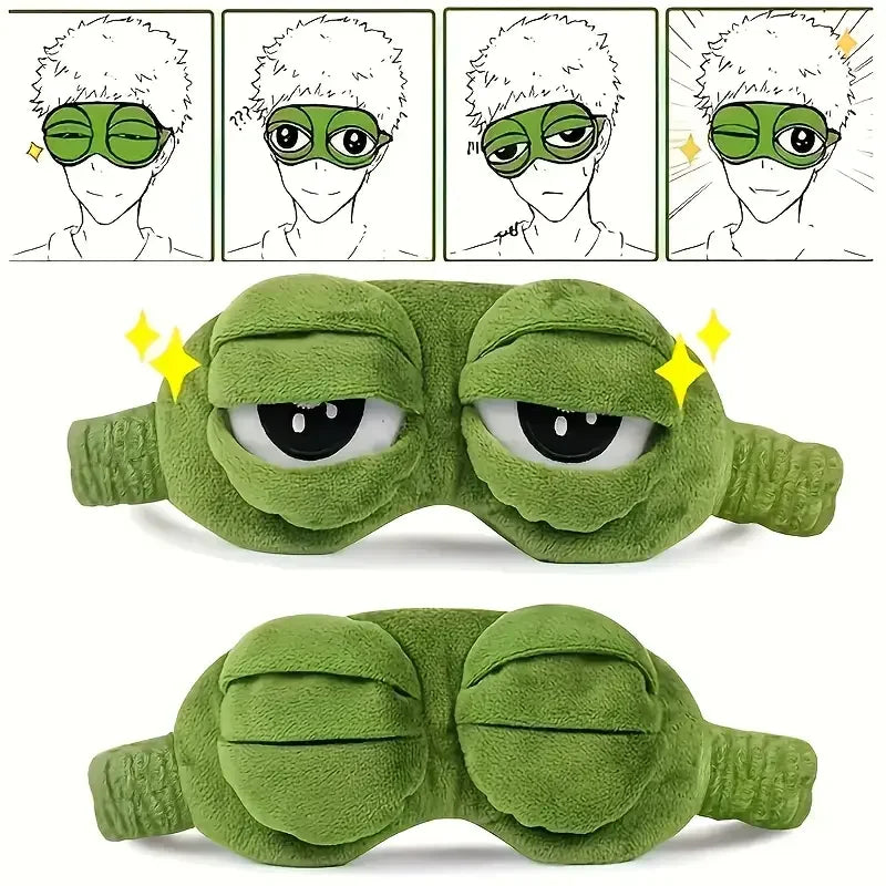 3D Sad Frog Sleep Mask Natural Sleeping Eyeshade Cover Shade Eye Patch Women Men Soft Portable Blindfold Travel Eyepatch