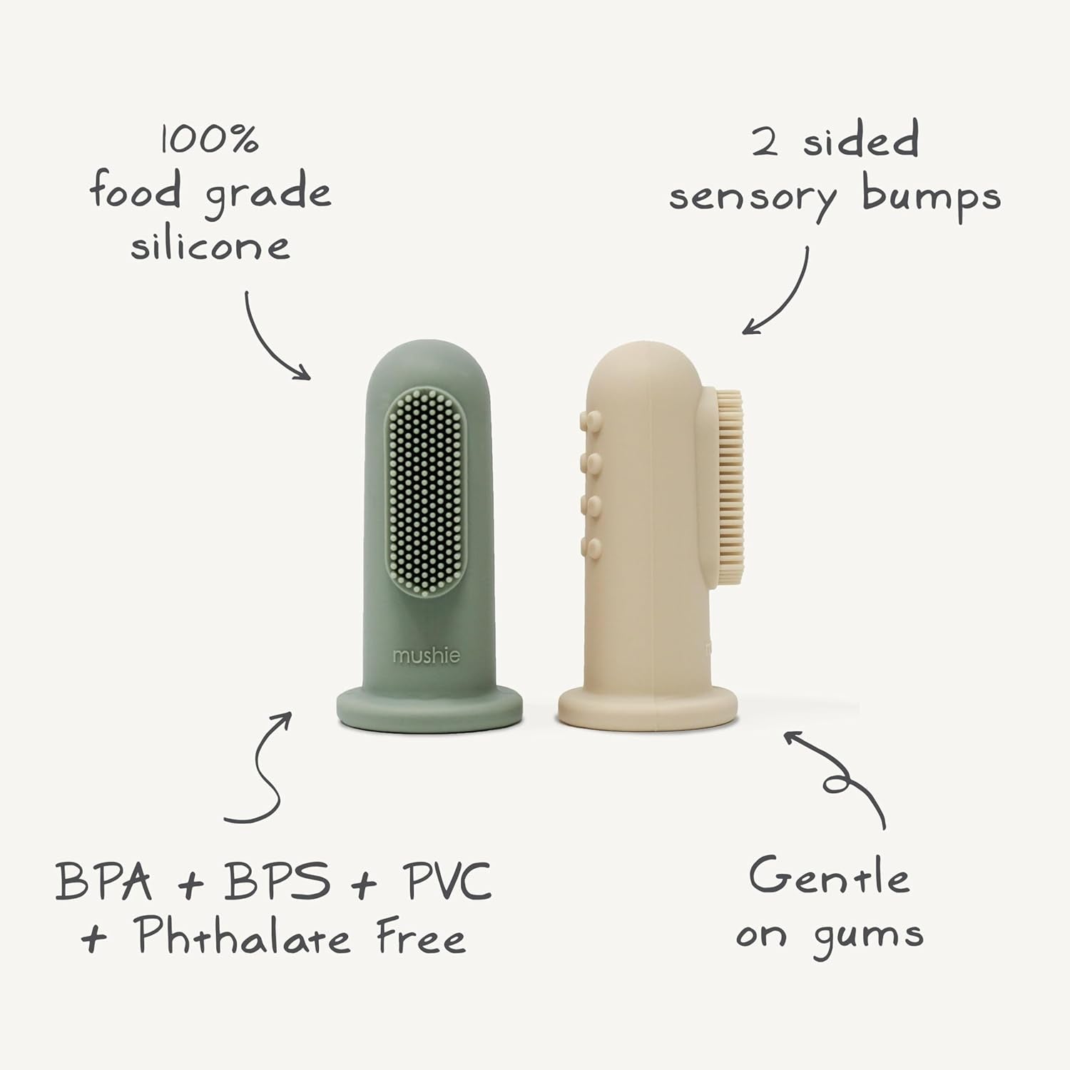 Baby Finger Toothbrush (Cambridge Blue/Shifting Sand) 2-Pack