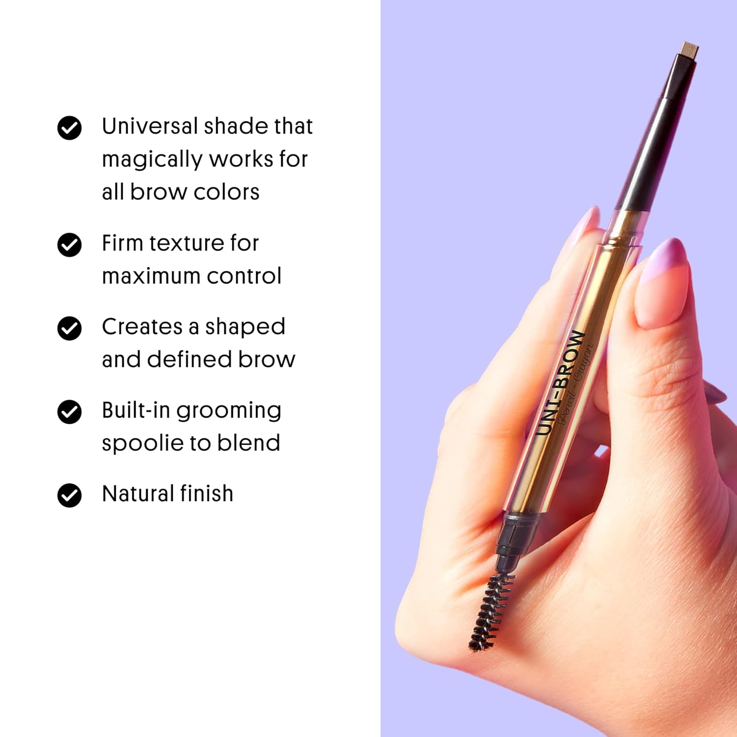 Uni Brow Eyebrow Pencil, Dual Sided with Spoolie, Longwearing Waterproof Eyebrow Crayon, Define Shape and Fill Brows, Brown, Blonde and Taupe Universal Shade