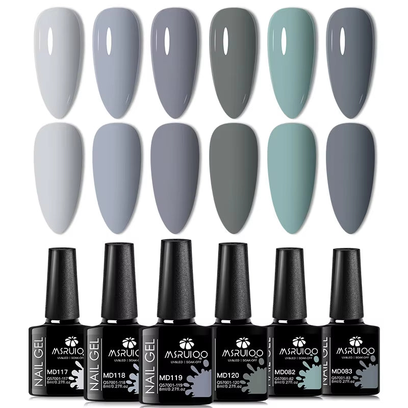 6Pc All-Season Gel Nail Polish Set Nude Pink Red Glitter Semi Permanent UV Gel Polish Kits All for Manicure Soak off Vernis