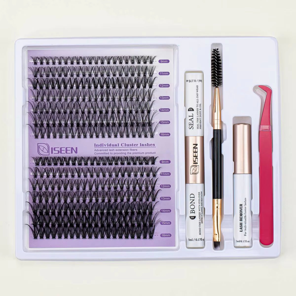 DIY Lash Extension Mix Styles Lash Clusters Individual with Bond&Seal Remover Tweezers Lash Brush for Self Application