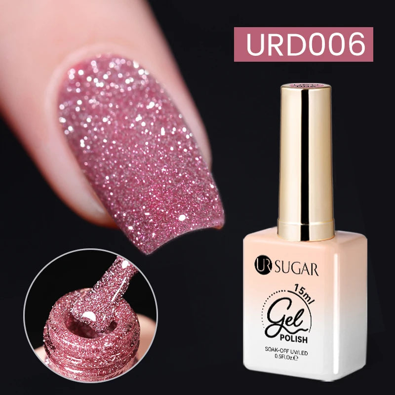 15Ml Sliver Reflective Nail Gel Polish Shining Glitter Semi Permanent Soak off UV Gel Sparkle Effect Nail Art Manicure