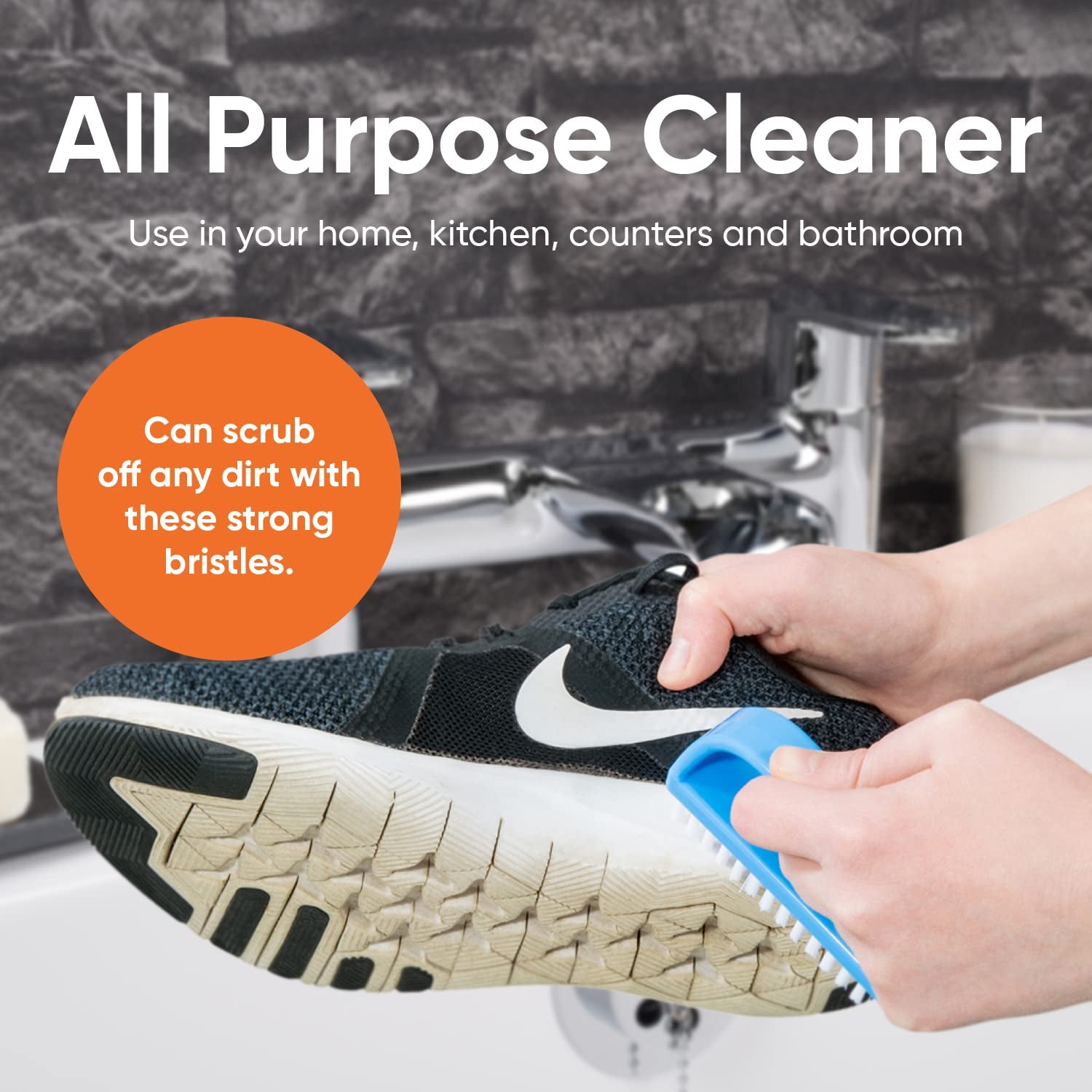 Nail Scrubber Brush Nail Brush for Cleaning Fingernails Hand, and Toes, Small Scrub Brush Hand Scrubber Fingernail Brush Cleaner with Handle- Stiff Bristles, (3 Pack)