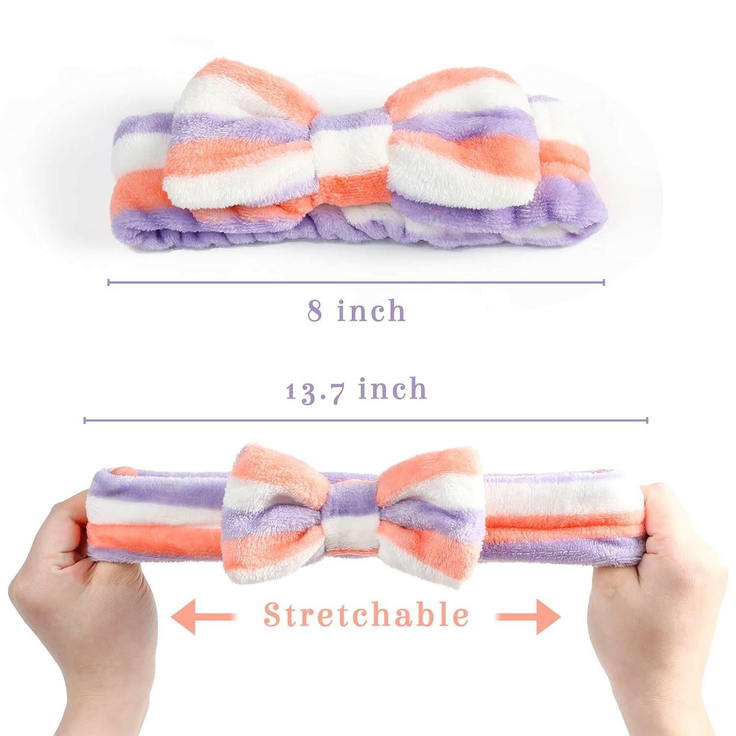 8Pack Spa Headband for Women, Makeup Headband for Washing Face, Skincare Fuzzy Hair Bands for Teen Girls Kids, Coral Fleece