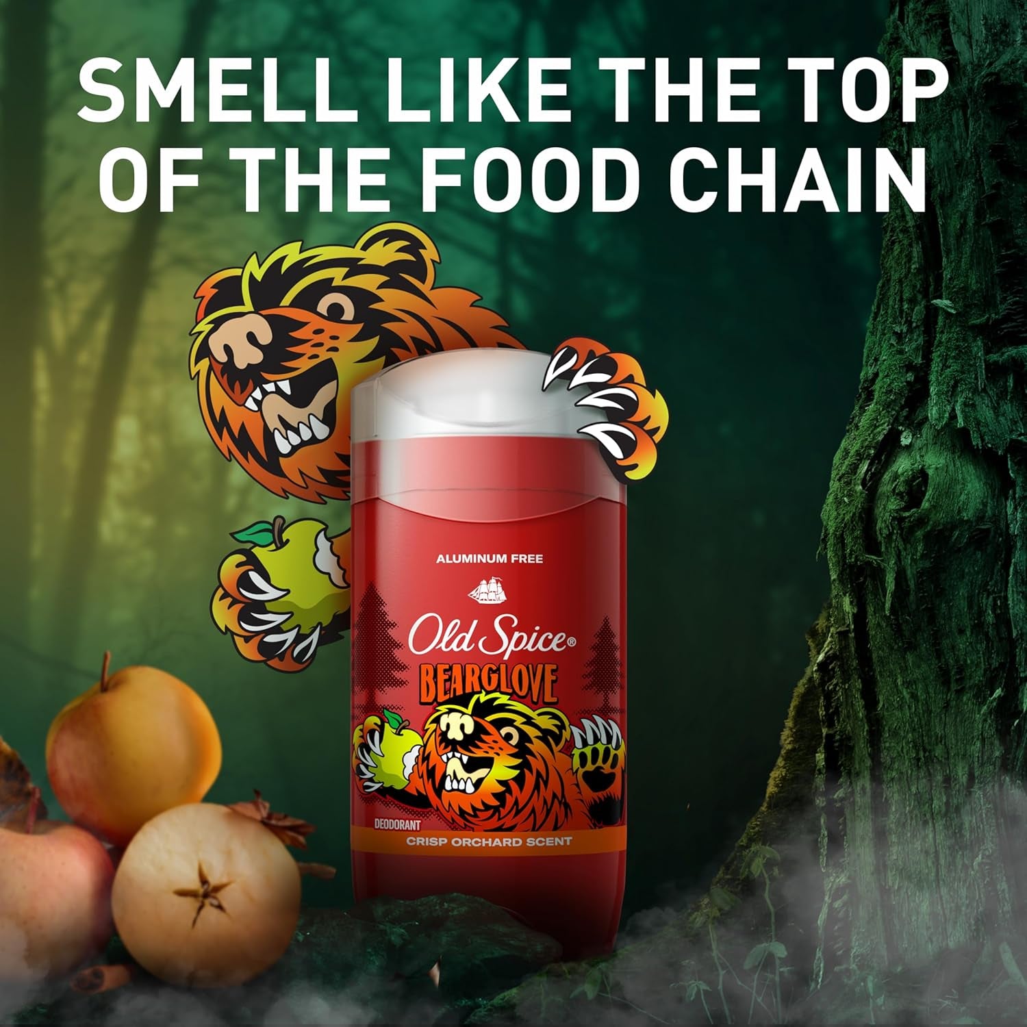 Aluminum Free Deodorant for Men, 24/7 Odor Protection, 24/7 Freshness & Lasting Scent, Goes on Clear, Bearglove with Crisp Orchard Scent, 3.0 Oz (Pack of 3)